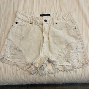 White jean shorts